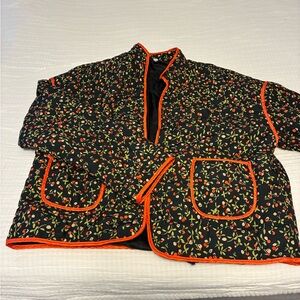 Amazon Black Floral Jacket with Orange Trim